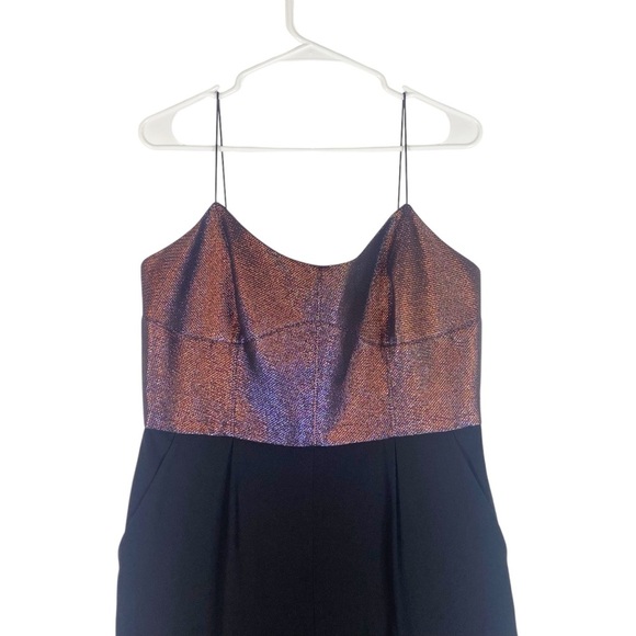 Karen Millen Metallic Iridescent Bodice Tailored Jumpsuit US 10 Black - Picture 4 of 13